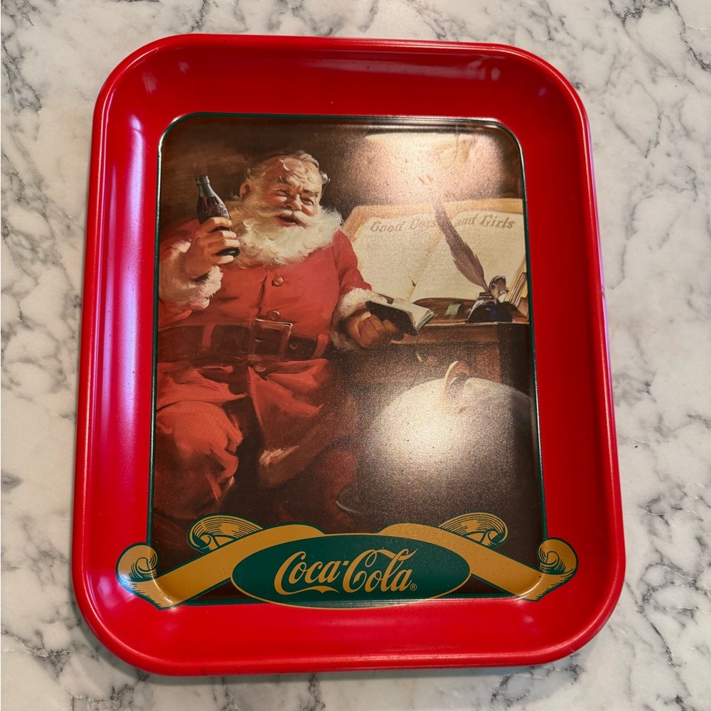 Coca-Cola Red and Green Santa Serving Tray